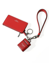 Load image into Gallery viewer, Dolce &amp; Gabbana Red Leather Silver Metal Logo Strap Pouch Airpods Case
