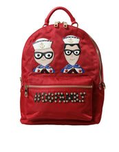 Load image into Gallery viewer, Dolce &amp; Gabbana Red #DGFAMILY Embellished Backpack VULCANO Bag
