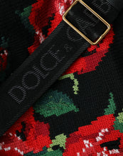 Load image into Gallery viewer, Dolce &amp; Gabbana Black Cashmere Rose Embroidery Shopping Tote Bag
