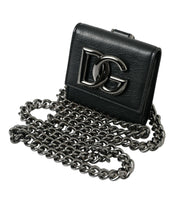 Load image into Gallery viewer, Dolce &amp; Gabbana Black Lamb Leather Logo Card Holder Chain Strap Bags
