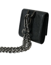 Load image into Gallery viewer, Dolce &amp; Gabbana Black Lamb Leather Logo Card Holder Chain Strap Bags
