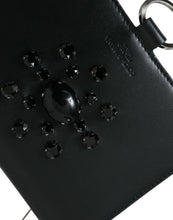 Load image into Gallery viewer, Dolce &amp; Gabbana Black White Leather Crystal Embellished Cardholder Wallet
