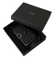 Load image into Gallery viewer, Dolce &amp; Gabbana Black White Leather Crystal Embellished Cardholder Wallet
