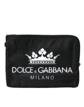 Load image into Gallery viewer, Dolce &amp; Gabbana Black DG Milano Print Nylon Pouch Clutch Bags
