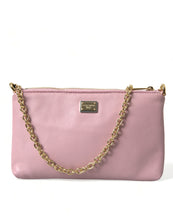 Load image into Gallery viewer, Dolce &amp; Gabbana Pink Floral Embroidered Leather Chain Clutch Bag
