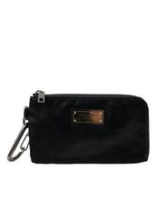 Load image into Gallery viewer, Dolce &amp; Gabbana Black Nylon Logo Plaque Keyring Pouch Clutch Bags
