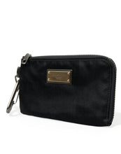 Load image into Gallery viewer, Dolce &amp; Gabbana Black Nylon Logo Plaque Keyring Pouch Clutch Bags
