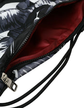 Load image into Gallery viewer, Dolce &amp; Gabbana Black Leaf Print Adjustable Drawstring Nap Sack Bag
