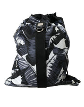 Load image into Gallery viewer, Dolce &amp; Gabbana Black Leaf Print Adjustable Drawstring Nap Sack Bag
