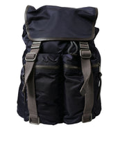 Load image into Gallery viewer, Dolce &amp; Gabbana Blue Brown Nylon Leather Rucksack Backpack Bag
