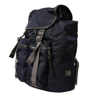 Load image into Gallery viewer, Dolce &amp; Gabbana Blue Brown Nylon Leather Rucksack Backpack Bag
