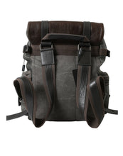 Load image into Gallery viewer, Dolce &amp; Gabbana Green Brown Baroque Canvas Leather Rucksack Backpack Bag
