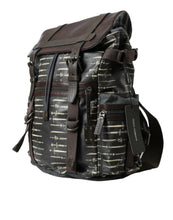 Load image into Gallery viewer, Dolce &amp; Gabbana Black Brown Canvas Leather Rucksack Backpack Bag
