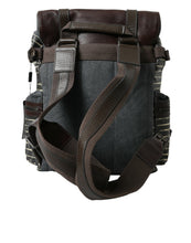 Load image into Gallery viewer, Dolce &amp; Gabbana Black Brown Canvas Leather Rucksack Backpack Bag
