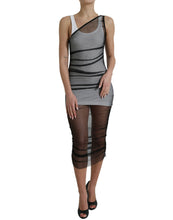 Load image into Gallery viewer, Dolce &amp; Gabbana Black White Cotton Sheer Bodycon Midi Dress
