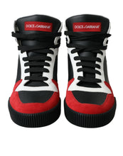 Load image into Gallery viewer, Dolce &amp; Gabbana Black Red Leather High Top Miami Sneakers Shoes
