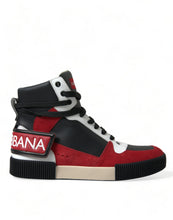 Load image into Gallery viewer, Dolce &amp; Gabbana Black Red Leather High Top Miami Sneakers Shoes
