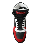 Load image into Gallery viewer, Dolce &amp; Gabbana Black Red Leather High Top Miami Sneakers Shoes
