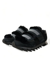 Load image into Gallery viewer, Dolce &amp; Gabbana Black Fur Embellished Suede Sneakers Shoes
