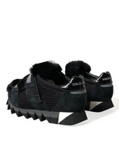 Load image into Gallery viewer, Dolce &amp; Gabbana Black Fur Embellished Suede Sneakers Shoes
