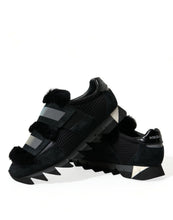 Load image into Gallery viewer, Dolce &amp; Gabbana Black Fur Embellished Suede Sneakers Shoes
