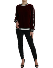 Load image into Gallery viewer, Dolce &amp; Gabbana Bordeaux Velvet Round Neck Pullover Sweater
