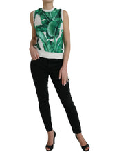 Load image into Gallery viewer, Dolce &amp; Gabbana White Banana Leaf Print Crew Neck Tank Top
