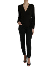 Load image into Gallery viewer, Dolce &amp; Gabbana Black Wool V-neck Crossed Cardigan Sweater
