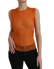 Load image into Gallery viewer, Dolce &amp; Gabbana Orange See Through Crew Neck Blouse Tank Top
