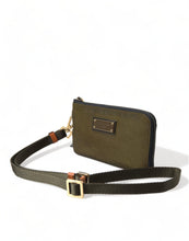 Load image into Gallery viewer, Dolce &amp; Gabbana Dark Green Nylon Logo Plaque Keyring Pouch Clutch Bag
