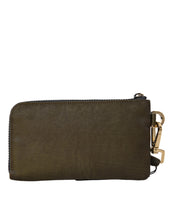 Load image into Gallery viewer, Dolce &amp; Gabbana Dark Green Nylon Logo Plaque Keyring Pouch Clutch Bag
