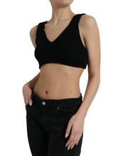 Load image into Gallery viewer, Dolce &amp; Gabbana Black Cropped Cashmere V-neck Bustier Top
