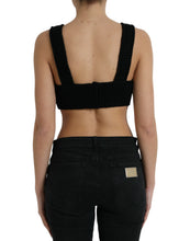 Load image into Gallery viewer, Dolce &amp; Gabbana Black Cropped Cashmere V-neck Bustier Top
