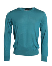 Load image into Gallery viewer, Dolce &amp; Gabbana Blue Silk Crew Neck Pullover Sweater
