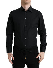 Load image into Gallery viewer, Dolce &amp; Gabbana Black Cotton Men Formal GOLD Dress Shirt
