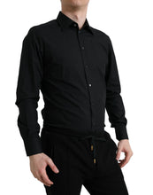 Load image into Gallery viewer, Dolce &amp; Gabbana Black Cotton Men Formal GOLD Dress Shirt
