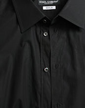 Load image into Gallery viewer, Dolce &amp; Gabbana Black Cotton Men Formal GOLD Dress Shirt
