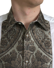 Load image into Gallery viewer, Dolce &amp; Gabbana White Floral Brocade GOLD Dress Shirt
