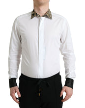 Load image into Gallery viewer, Dolce &amp; Gabbana White Cotton Jacquard Formal GOLD Dress Shirt
