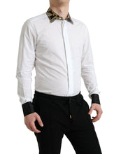 Load image into Gallery viewer, Dolce &amp; Gabbana White Cotton Jacquard Formal GOLD Dress Shirt

