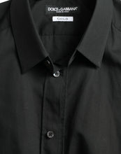 Load image into Gallery viewer, Dolce &amp; Gabbana Black Cotton Silk Formal GOLD Dress Shirt
