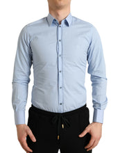 Load image into Gallery viewer, Dolce &amp; Gabbana Sky Blue Cotton Men Formal GOLD Dress Shirt
