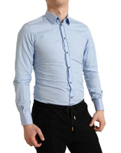 Load image into Gallery viewer, Dolce &amp; Gabbana Sky Blue Cotton Men Formal GOLD Dress Shirt
