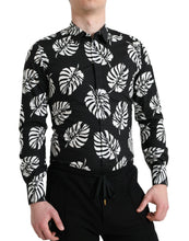 Load image into Gallery viewer, Dolce &amp; Gabbana Black Leaf Cotton Men Formal GOLD Dress Shirt
