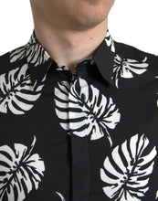 Load image into Gallery viewer, Dolce &amp; Gabbana Black Leaf Cotton Men Formal GOLD Dress Shirt
