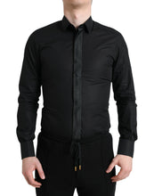 Load image into Gallery viewer, Dolce &amp; Gabbana Black Cotton Logo Formal GOLD Dress Shirt
