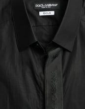 Load image into Gallery viewer, Dolce &amp; Gabbana Black Cotton Logo Formal GOLD Dress Shirt
