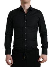 Load image into Gallery viewer, Dolce &amp; Gabbana Black Cotton Stretch Slim Formal Dress Shirt
