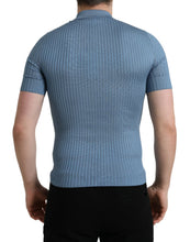 Load image into Gallery viewer, Dolce &amp; Gabbana Sky Blue Henley Silk Short Sleeves T-shirt
