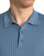 Load image into Gallery viewer, Dolce &amp; Gabbana Sky Blue Henley Silk Short Sleeves T-shirt
